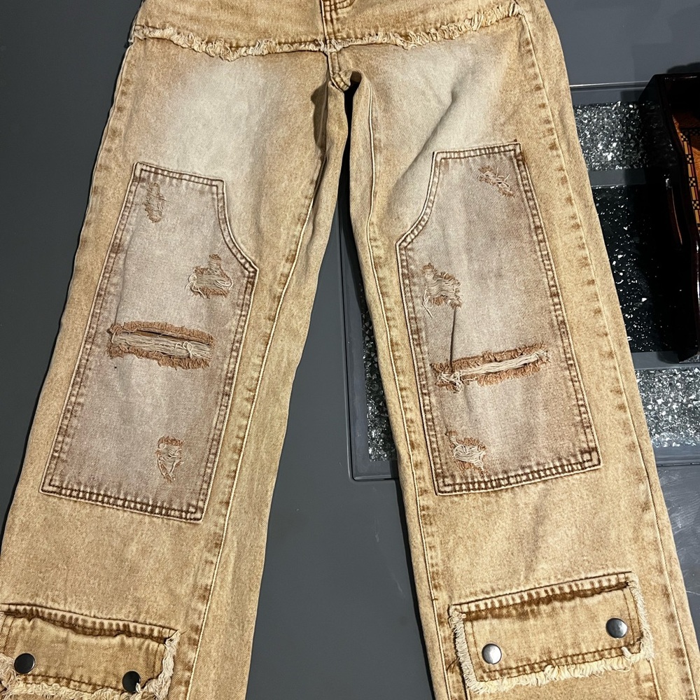 Fashion Nova Ultimatum Utility Baggy Straight Leg Jeans - Brown